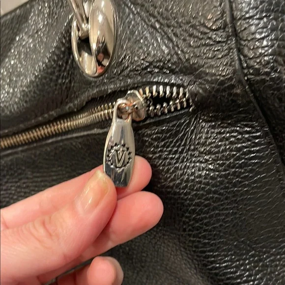 Valentina Black & Brown Leather Satchel with Crossbody - Picture 5 of 9